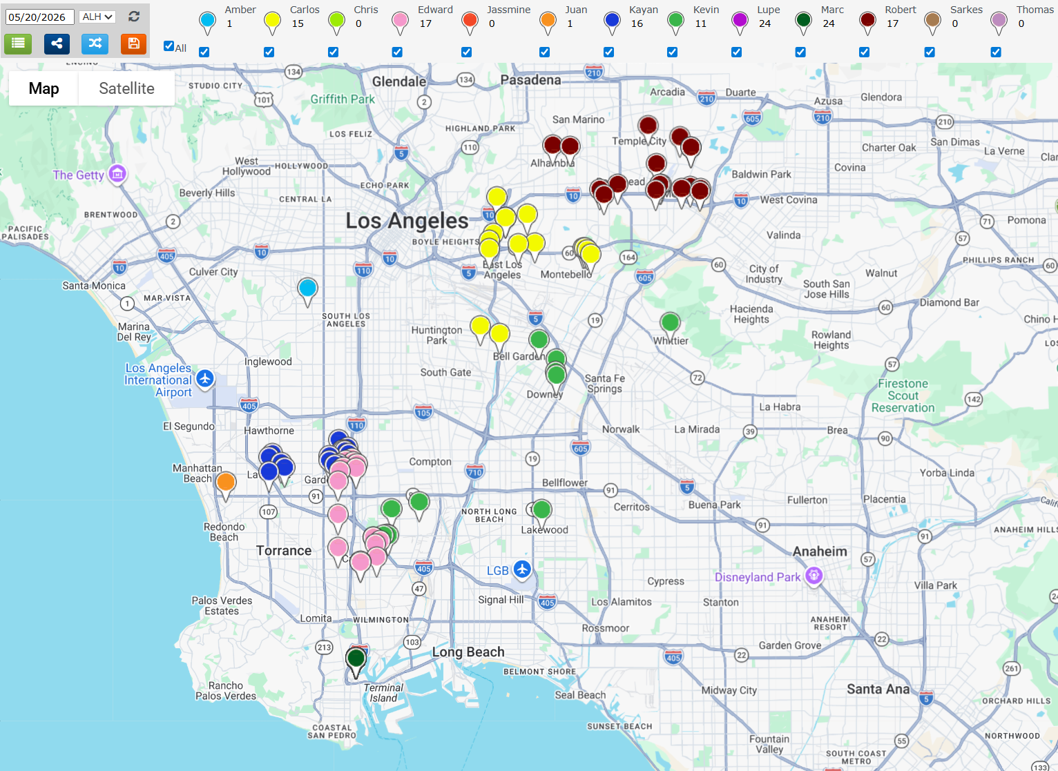 GRS8 map-based scheduling interface