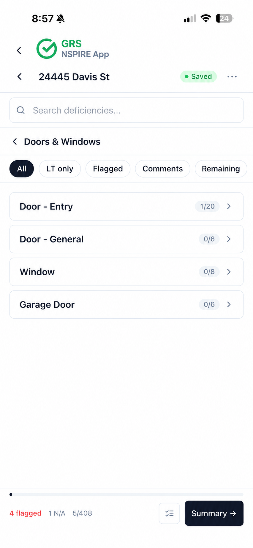 GRS8 NSPIRE checklist screenshot